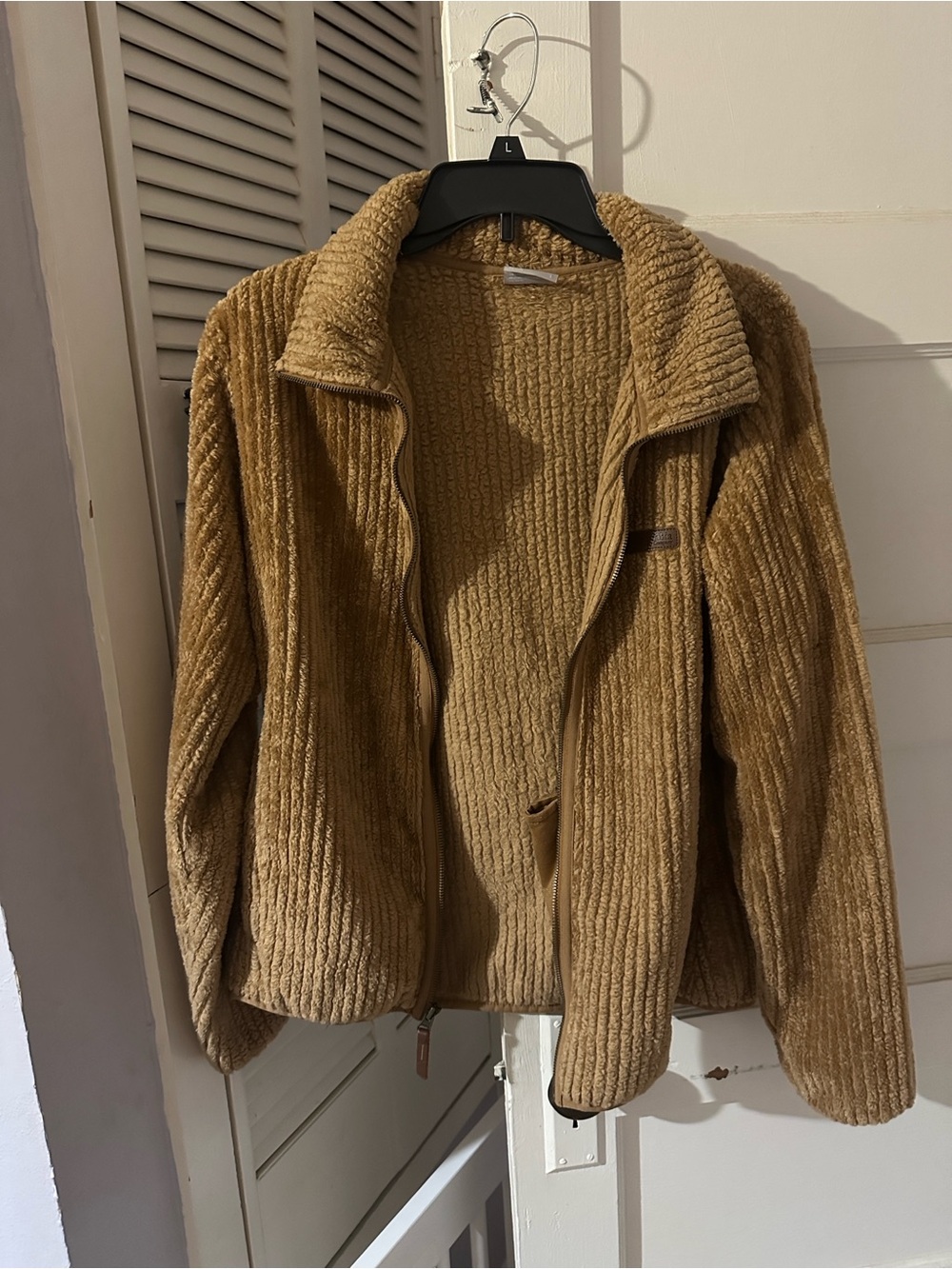 Columbia Women's Tan Ribbed Plush Full-Zip Jacket